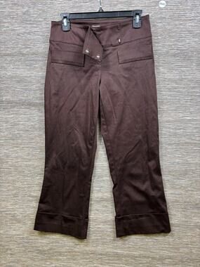 Vintage 90s Cache Flare Dress Pants Womens Size 6 Dark Brown Cropped Mid Rise